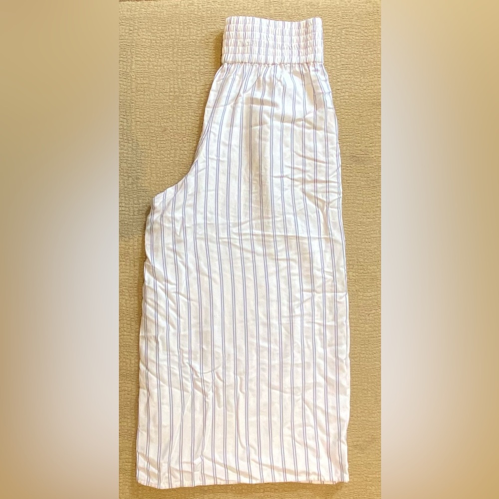 Sundays Best wide leg cropped White Striped Pants